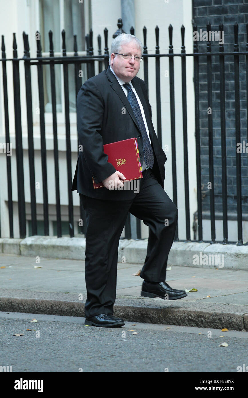 London, UK, 13. Oktober 2015: Verkehrsminister Patrick McLoughlin gesehen in 10 Downing Street in London Stockfoto