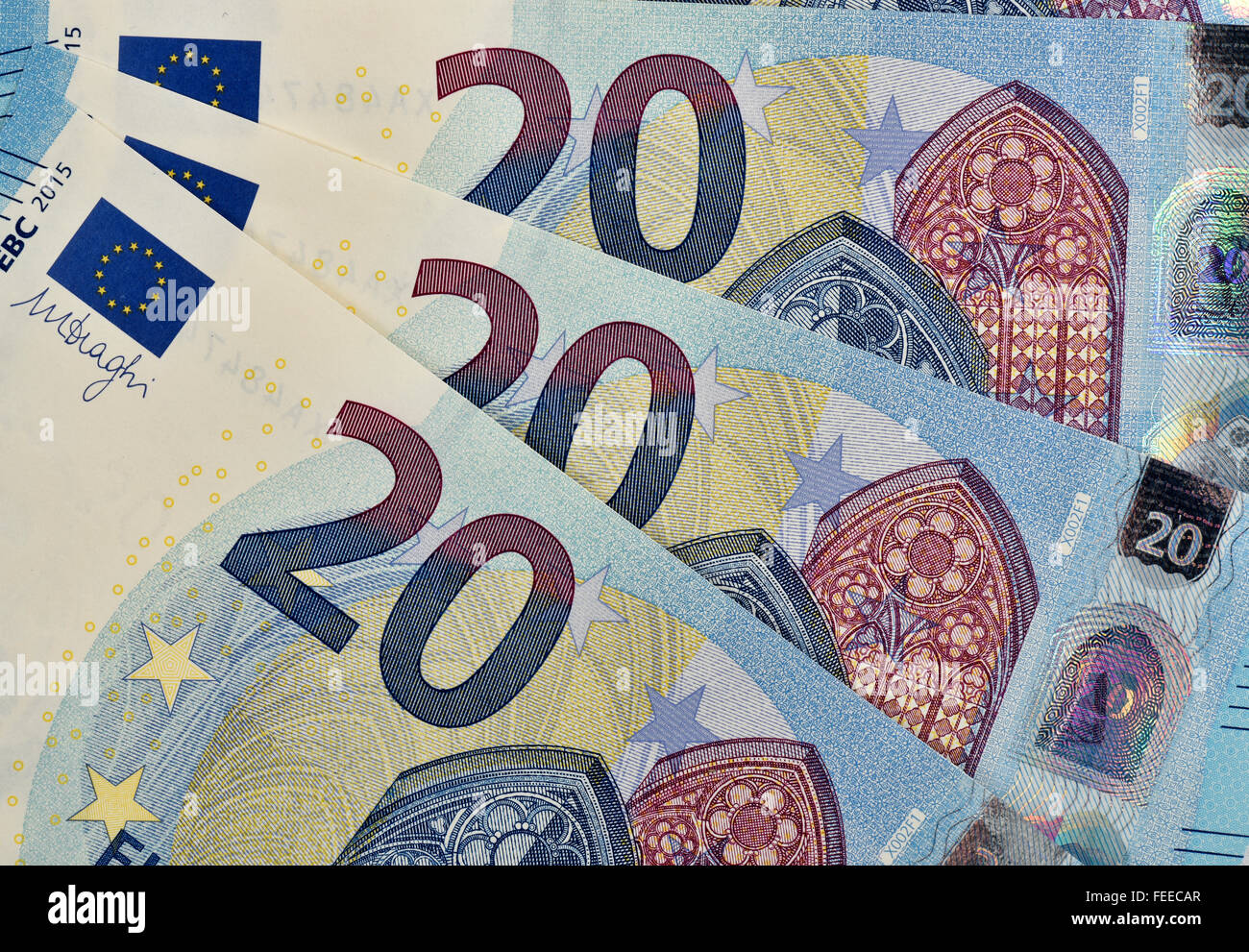 20 Euro-Scheine, Publikation Datum 2015, Stockfoto