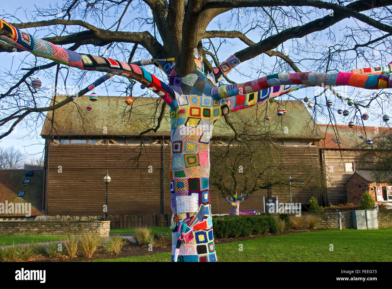 Erinnerung an Baum in Bancroft Gardens im Zentrum von Stratford-upon-Avon Stockfoto