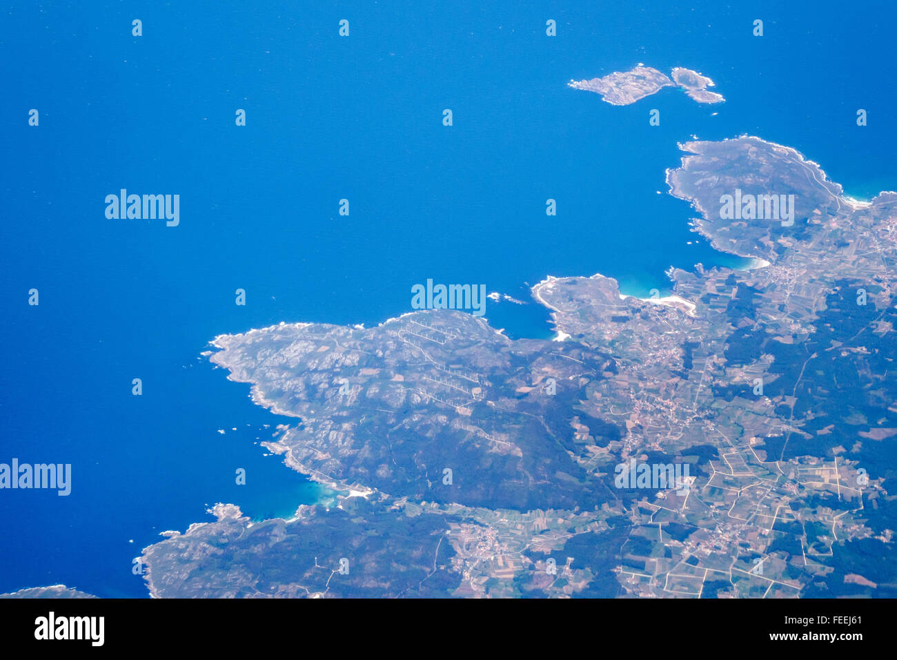 Spanien, Europa, Europa, Spanien, Costa da Morte, Norte, Galicien, Sisarga Grande, Chica, A Coruna, Provinz, Atlantischer Ozean, Wasser, Küste, Luftaufnahme von oben Stockfoto