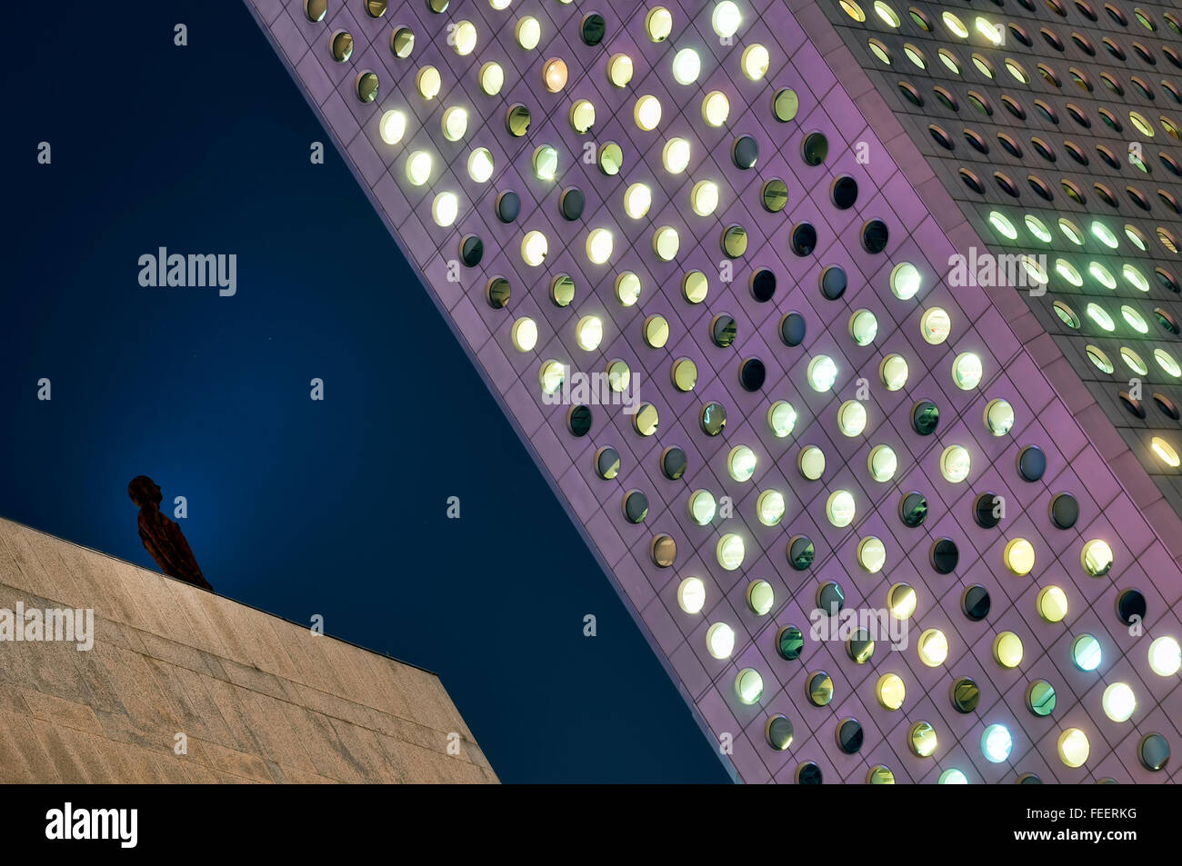 Antony Gormley Skulptur in Central, Hongkong, China. Stockfoto