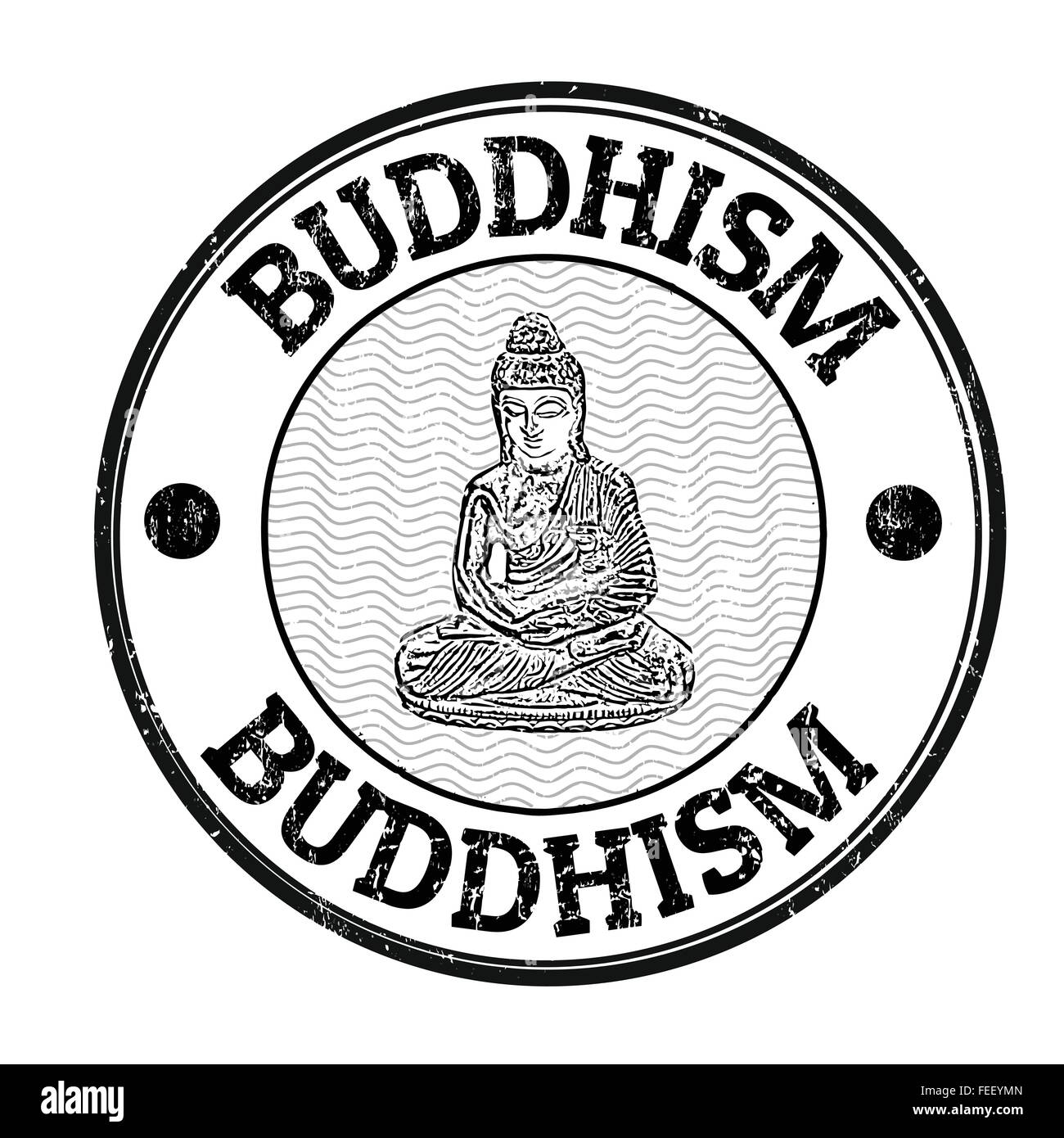 Buddhismus-Grunge-Stempel auf weißem Hintergrund, Vektor-illustration Stock Vektor