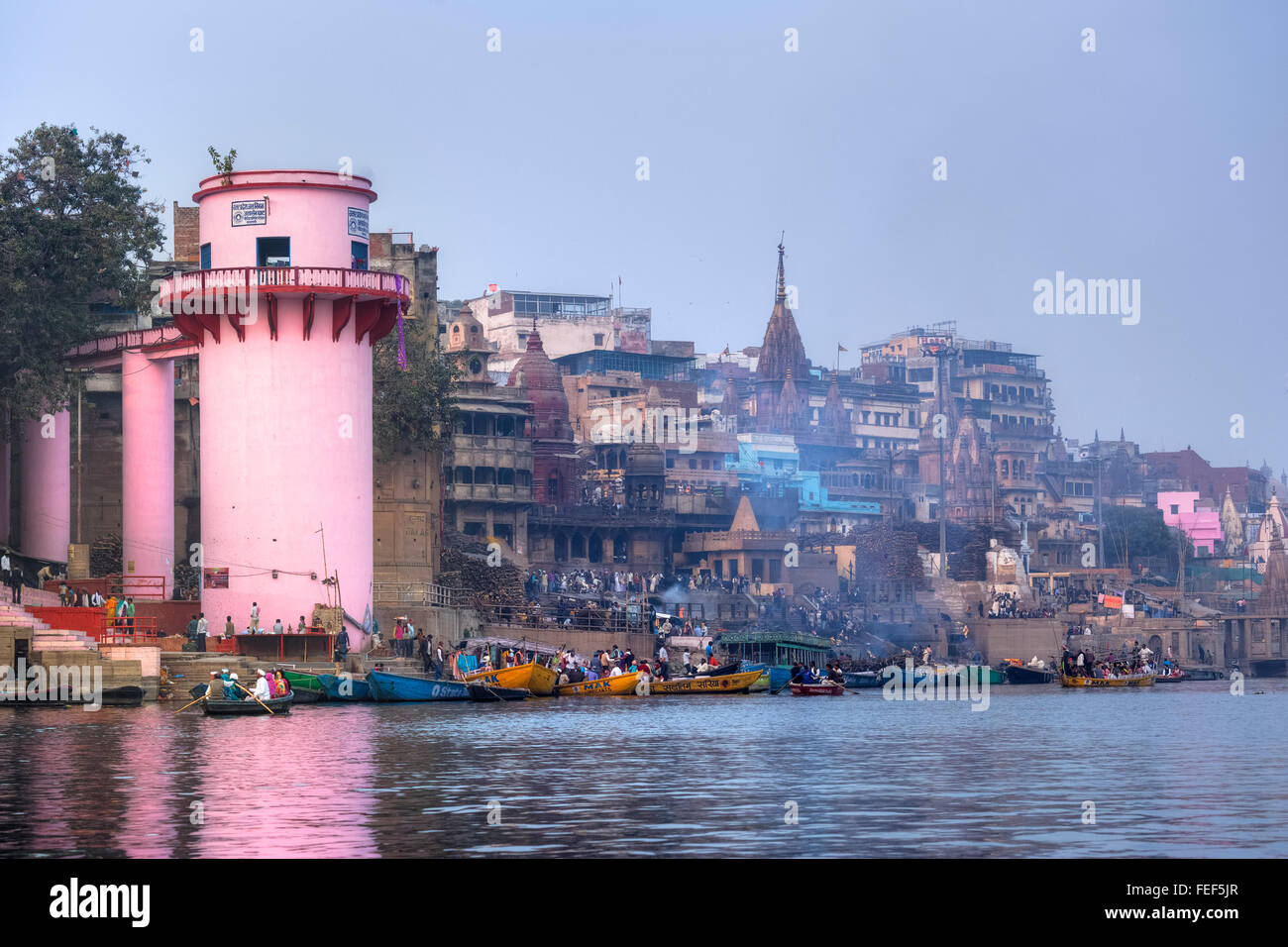 Varanasi, Ganges, Uttar Pradesh, Indien, Südasien Stockfoto