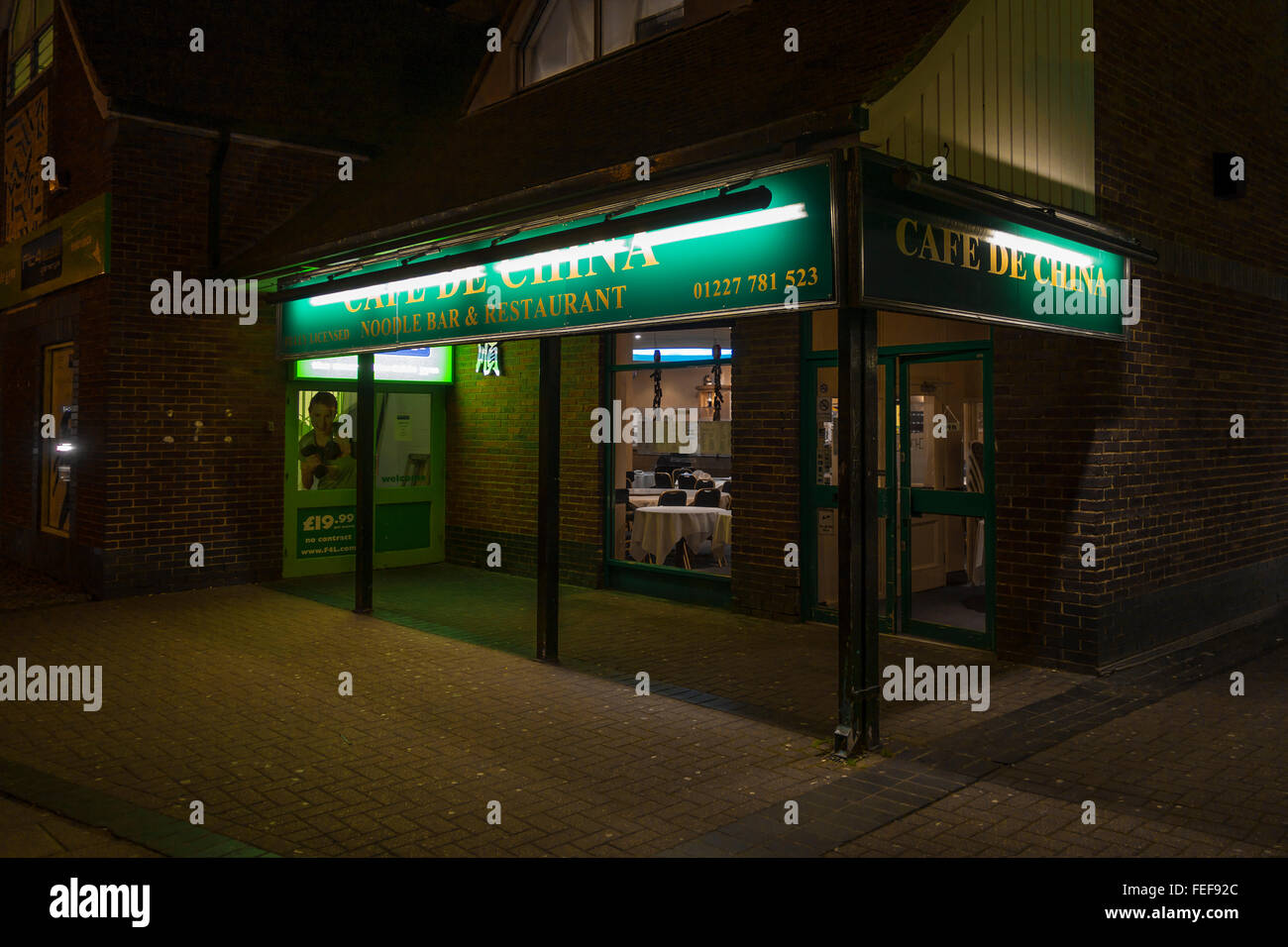 Chinesisches Restaurant und Noodle Bar Cafe de China Canterbury Kent UK Stockfoto