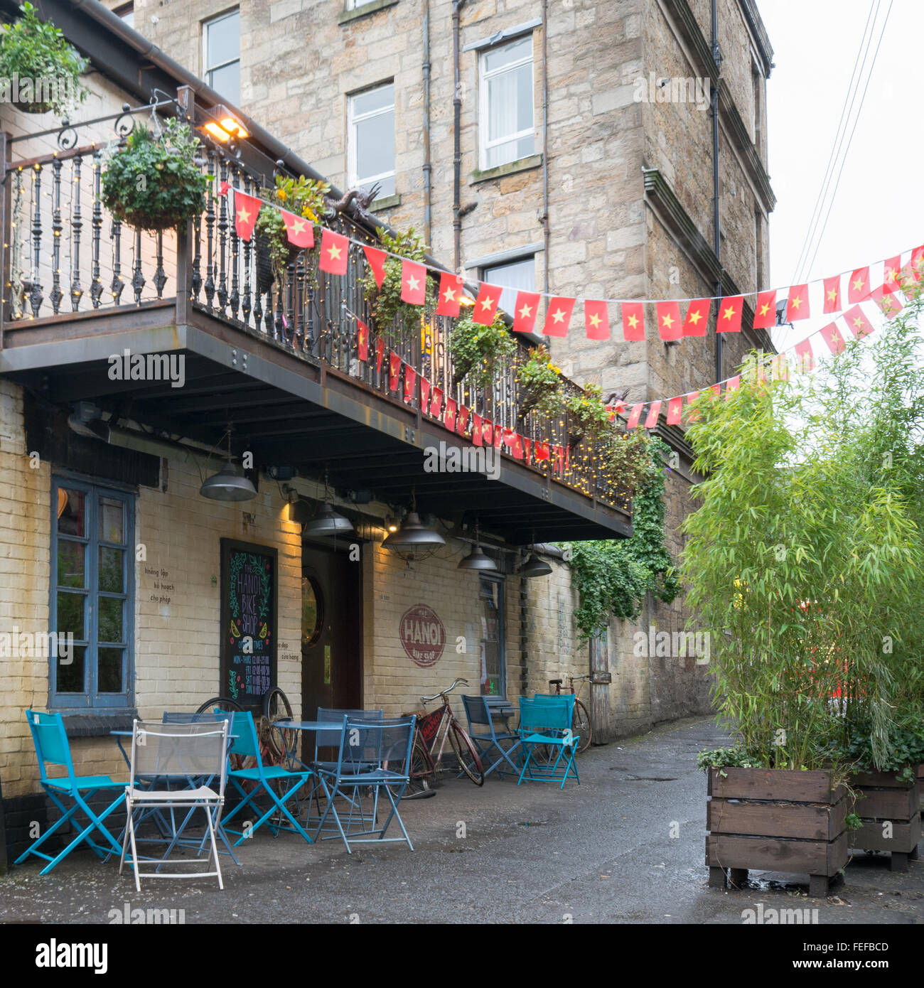 Hanoi Fahrradgeschäft vietnamesische Restaurant in West End von Glasgow, Schottland, Großbritannien Stockfoto