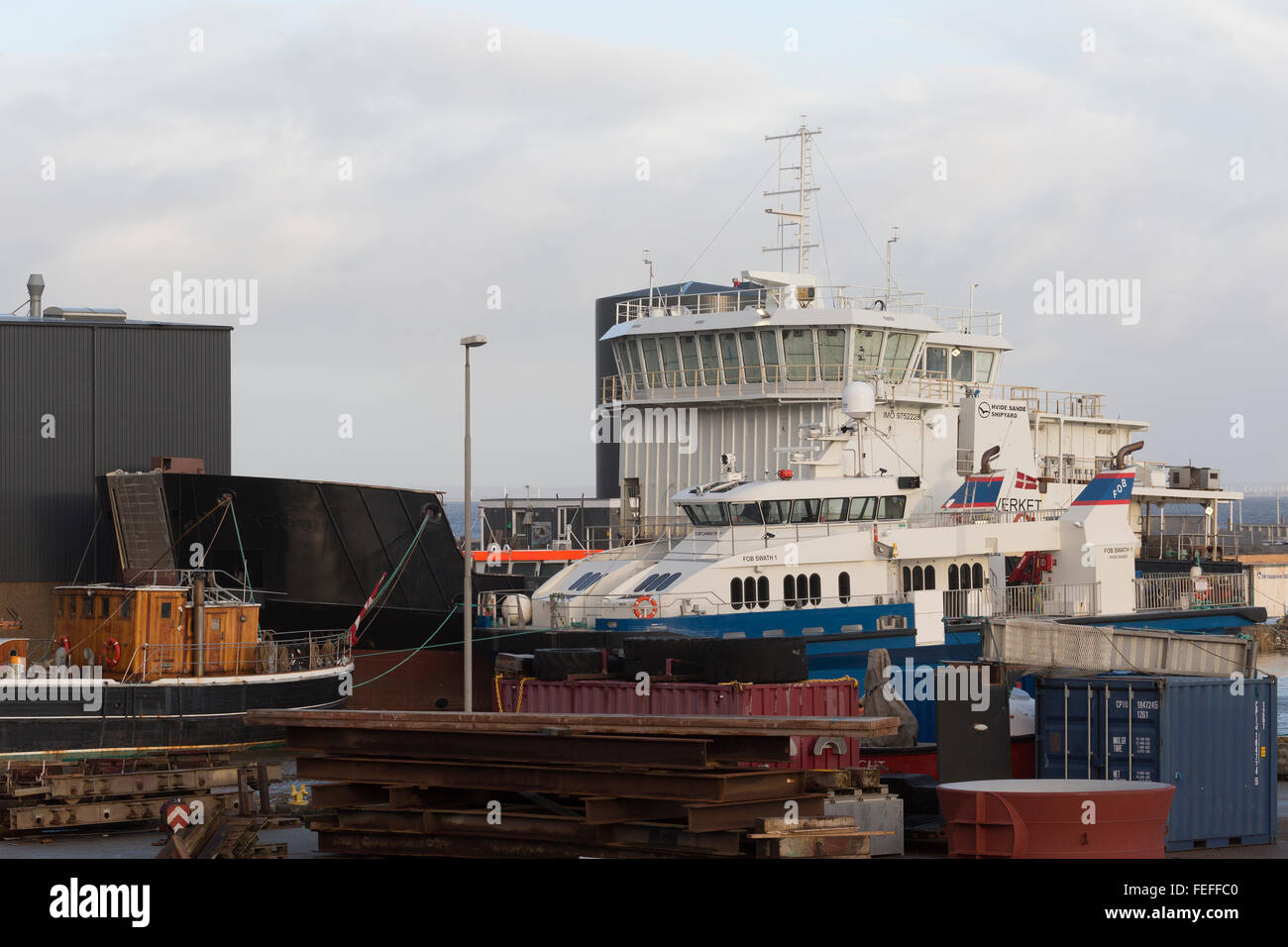 Hvide Sande Skibs-Og Baadebyggeri. Stockfoto