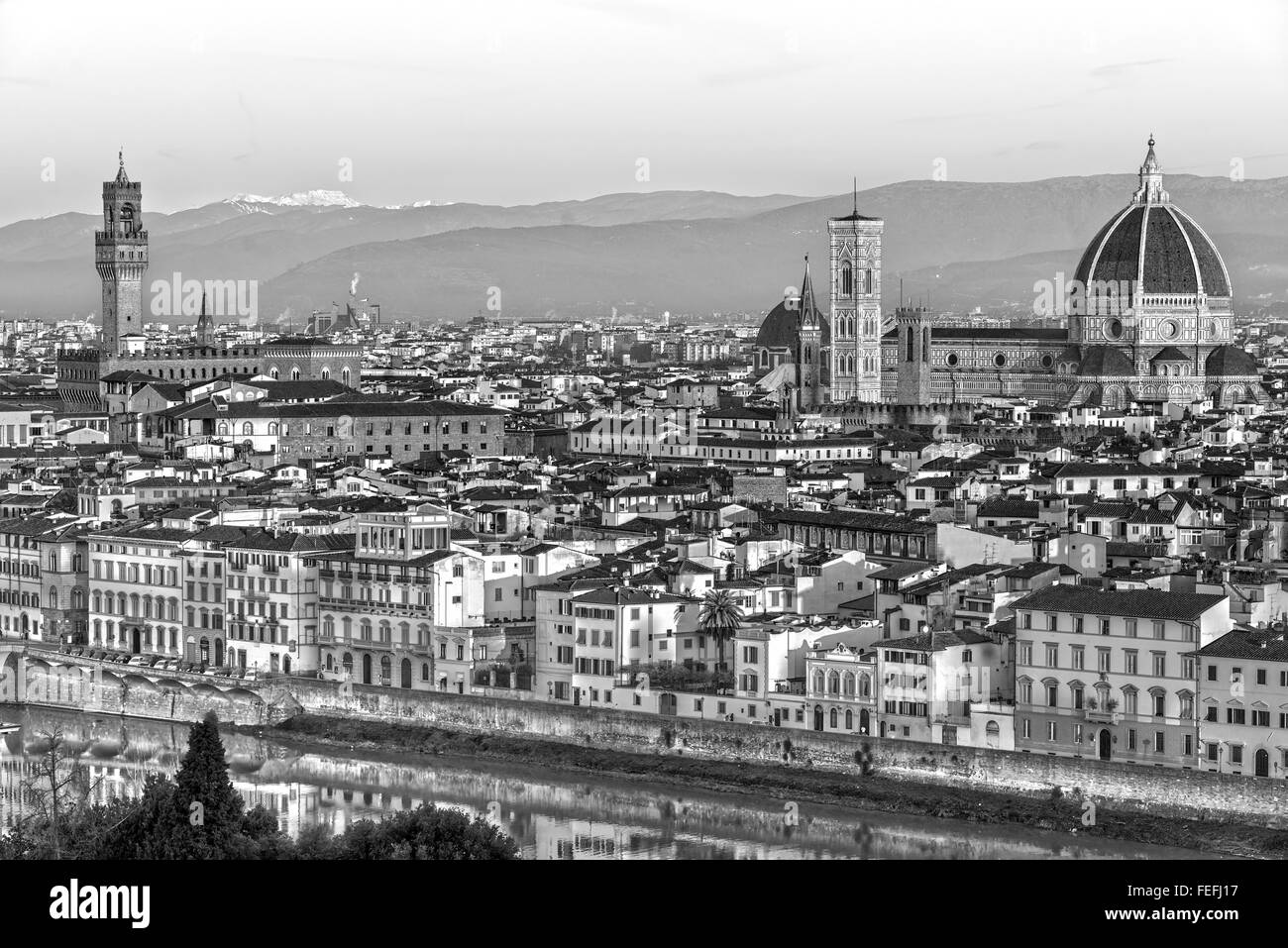 Kathedrale von Santa Maria del Fiore und Palazzo Vecchio, Florenz, Italien Stockfoto