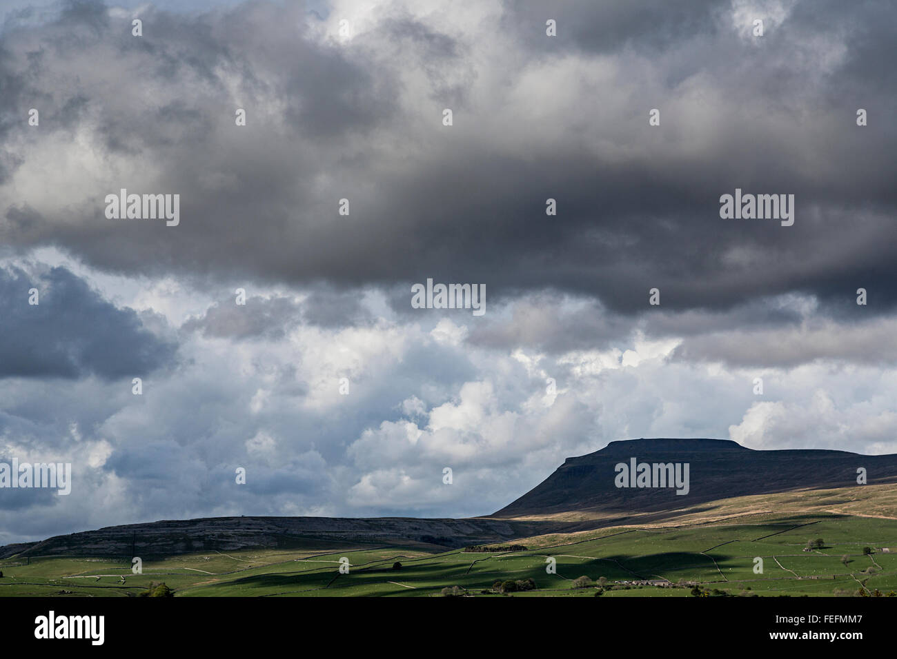 Ingleborough Moor mit Gewitterwolken, Yorkshire Dales National Park, England, UK Stockfoto