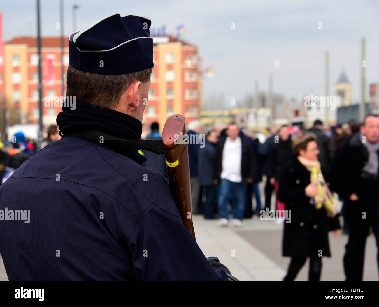 Stade de France, Paris, Frankreich. 6. Februar 2016. 6 Nations Rugby Turnier, Frankreich gegen Italien. Polizei in schwere Anwesenheit nach den jüngsten in Paris Terroranschlägen. Bildnachweis: Aktion Plus Sport/Alamy Live-Nachrichten Stockfoto