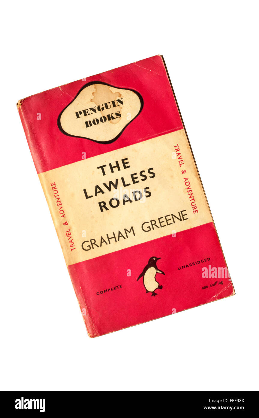 Eine alte ramponierte Kopie der gesetzlosen Straßen von Graham Greene. Stockfoto