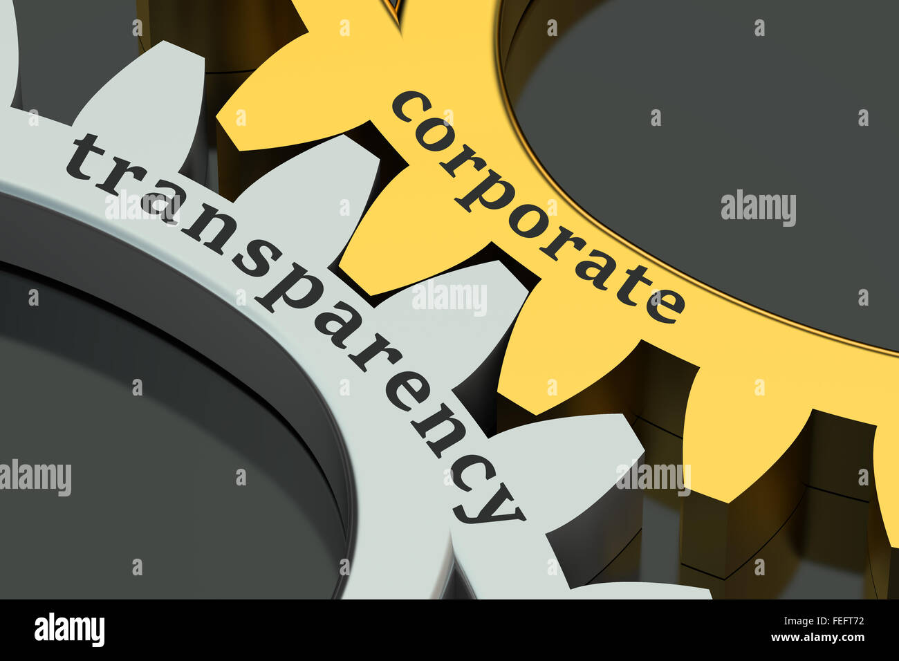 Transparenz-Unternehmenskonzept auf schwarzem Hintergrund isoliert Stockfoto