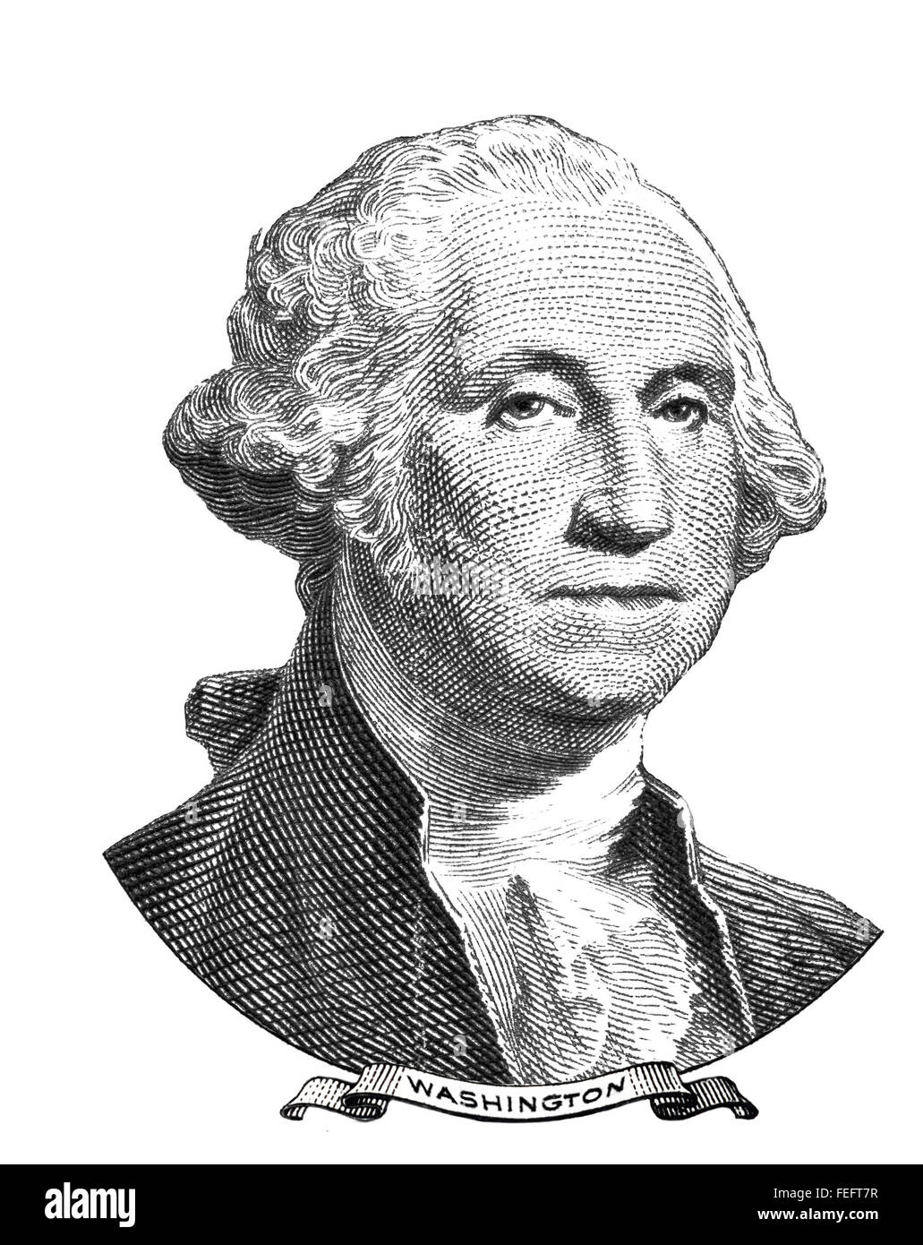 Porträt von George Washington isoliert auf weißem Hintergrund Stockfoto