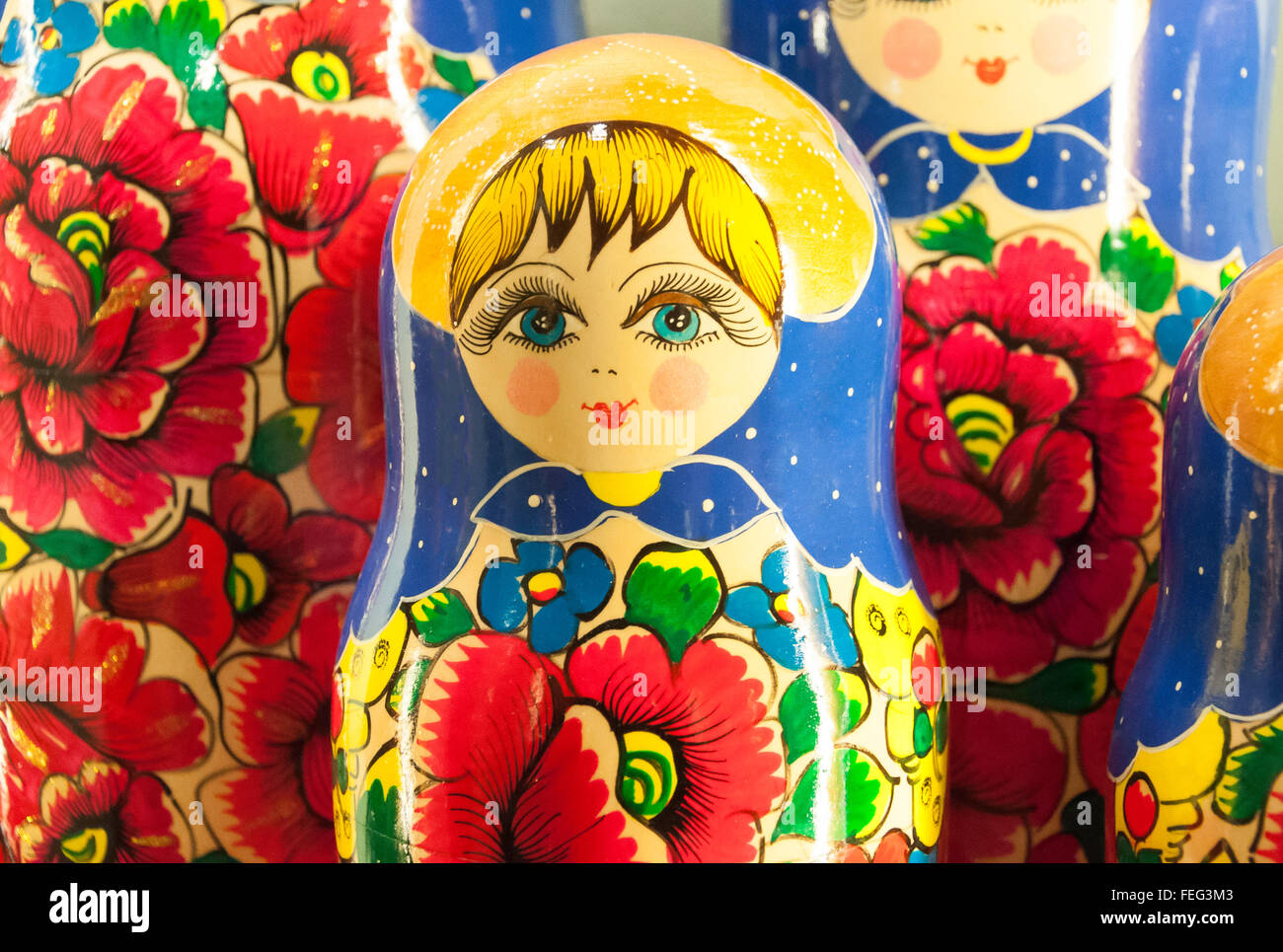 Souvenir russischen Matroschka Puppen, Sankt Petersburg, nordwestlichen Region, Russland Stockfoto