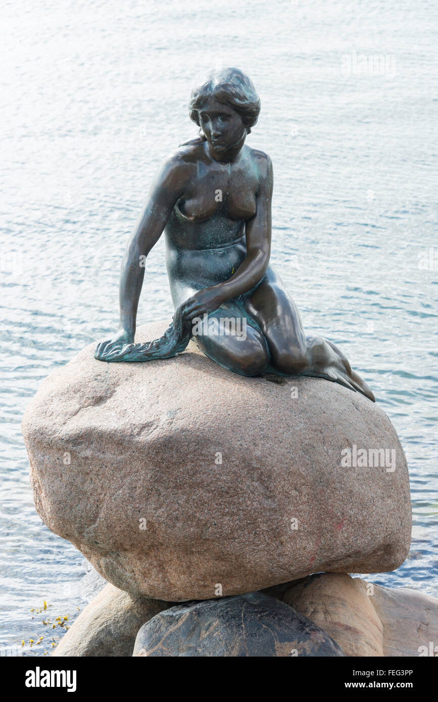 Die kleine Meerjungfrau (Den Lille Havfrue), Langelinie, Statue, Kopenhagen (Kobenhavn), Königreich Dänemark Stockfoto
