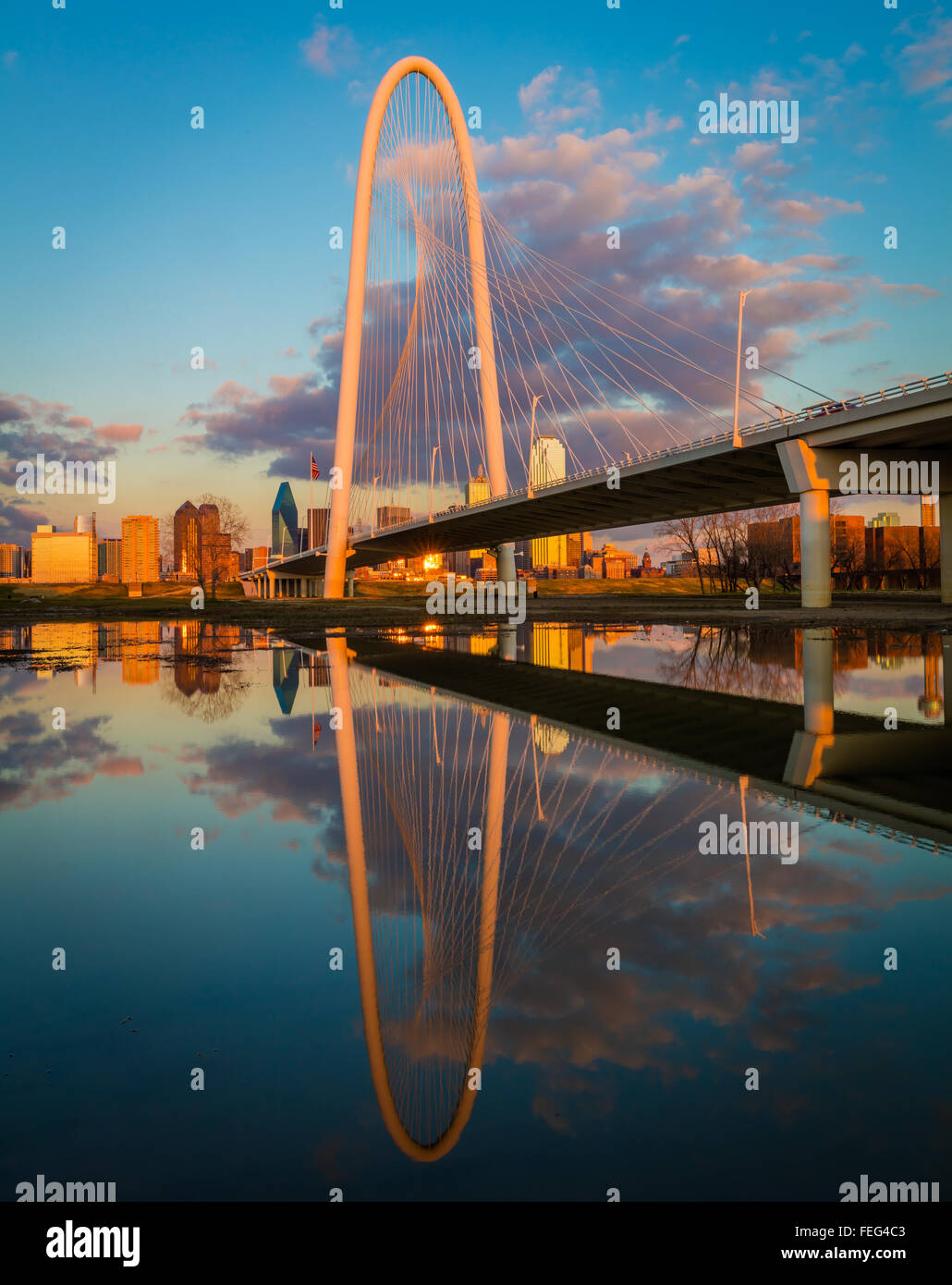 Die Margaret Hunt Hill Bridge ist eine Straßenbrücke in Dallas, Texas, die den Trinity River überspannt Stockfoto