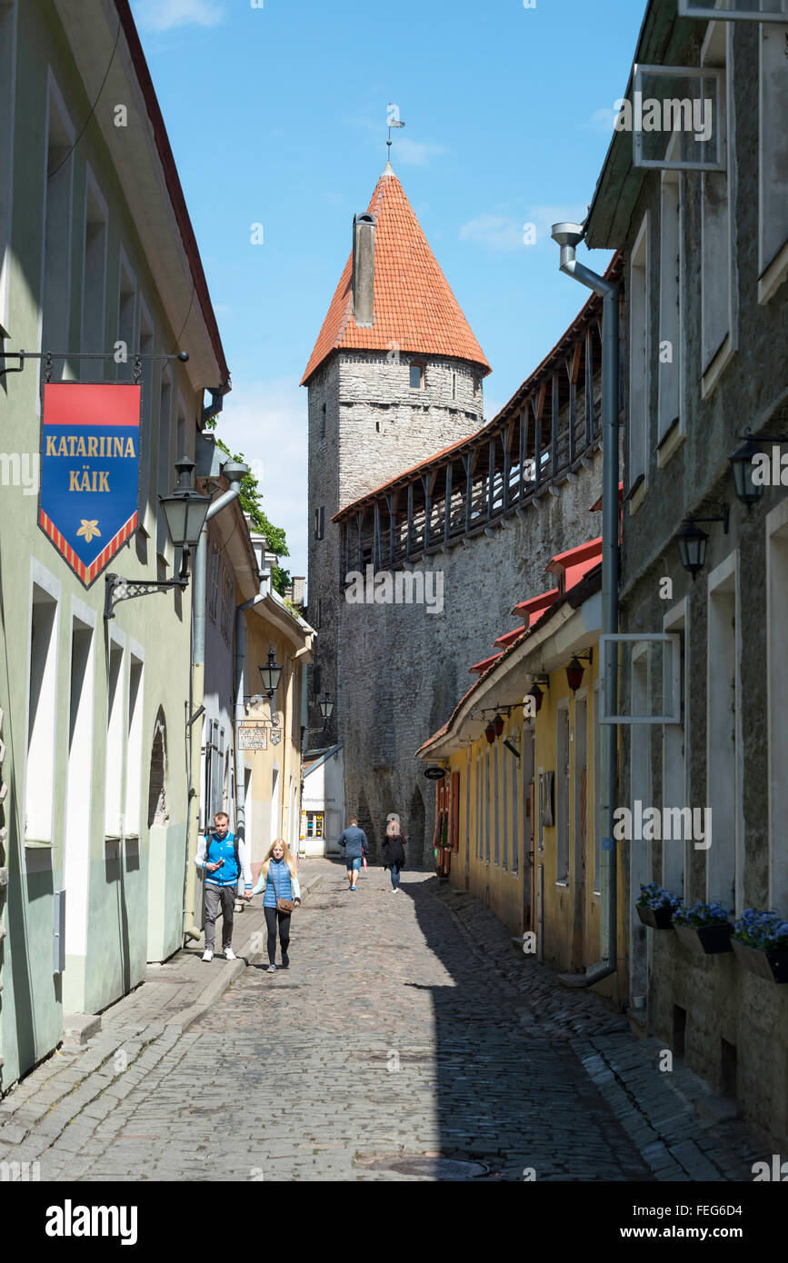 Alte Stadtmauer und Tor, Altstadt, Tallinn, Harjumaa, Estland Stockfoto