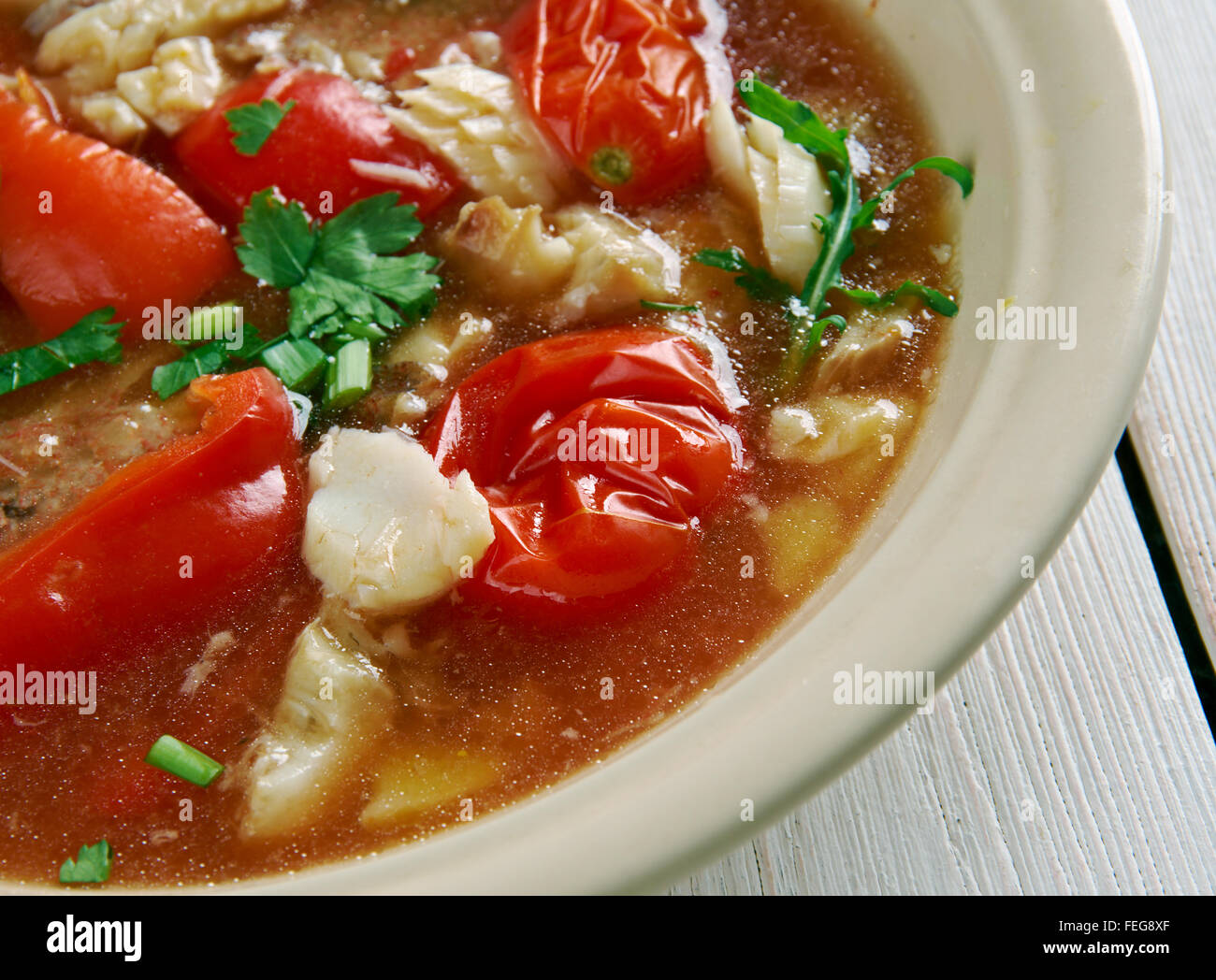 Muschel-Suppe - jamaikanische Stil, was Amerika Kochen ist Stockfoto