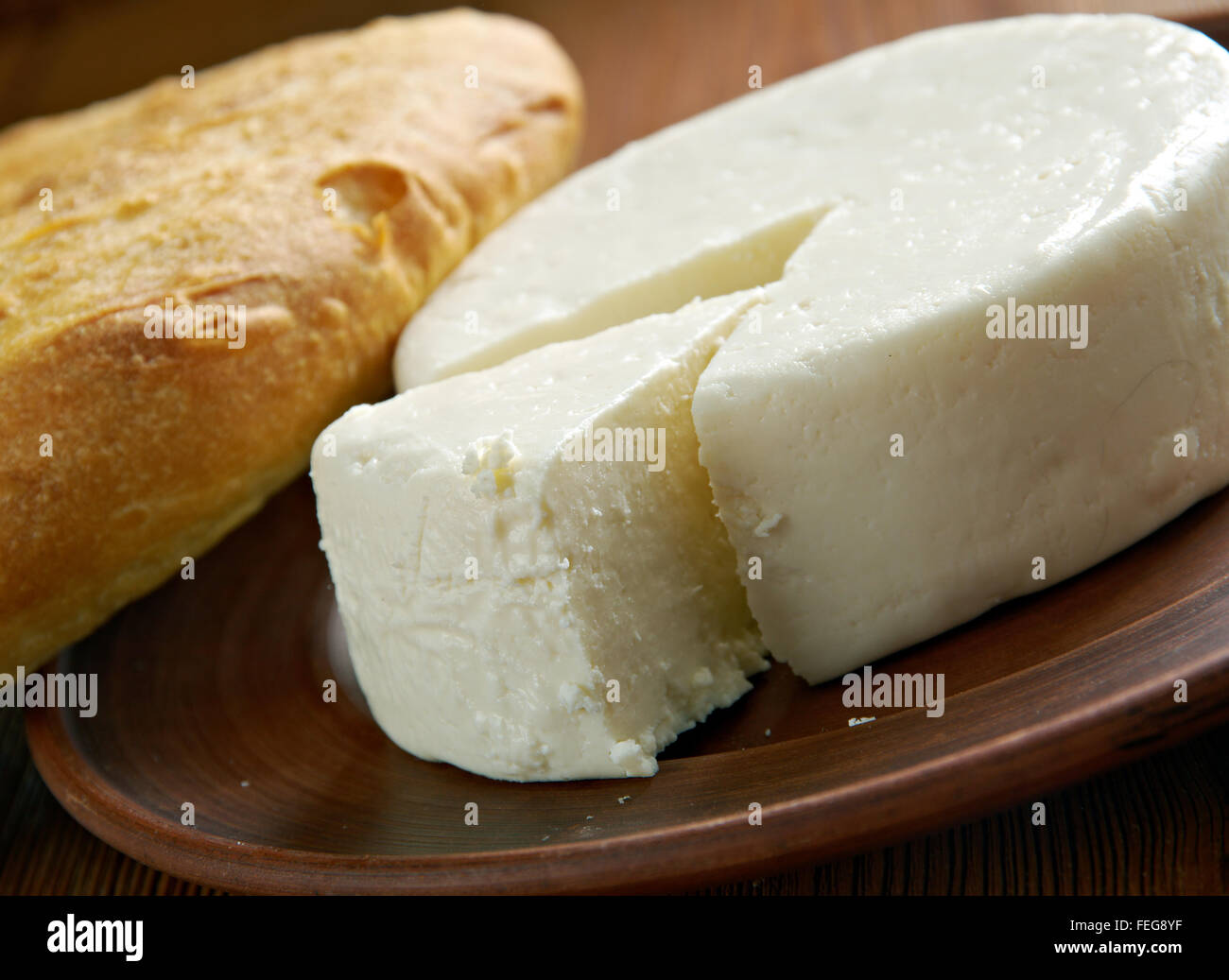 Circassian Käse - im ganzen Nordkaukasus, der Levante und anderen Bereichen mit einer tscherkessischen Diaspora gefunden. Stockfoto