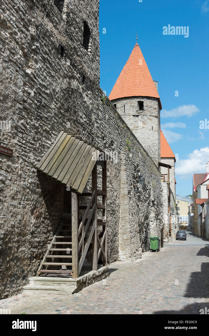 Alte Stadt Mauern und Türme, Kooli, Old Town, Tallinn, Harjumaa, Estland Stockfoto