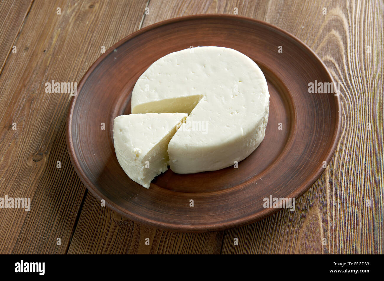 Circassian Käse - im ganzen Nordkaukasus, der Levante und anderen Bereichen mit einer tscherkessischen Diaspora gefunden. Stockfoto