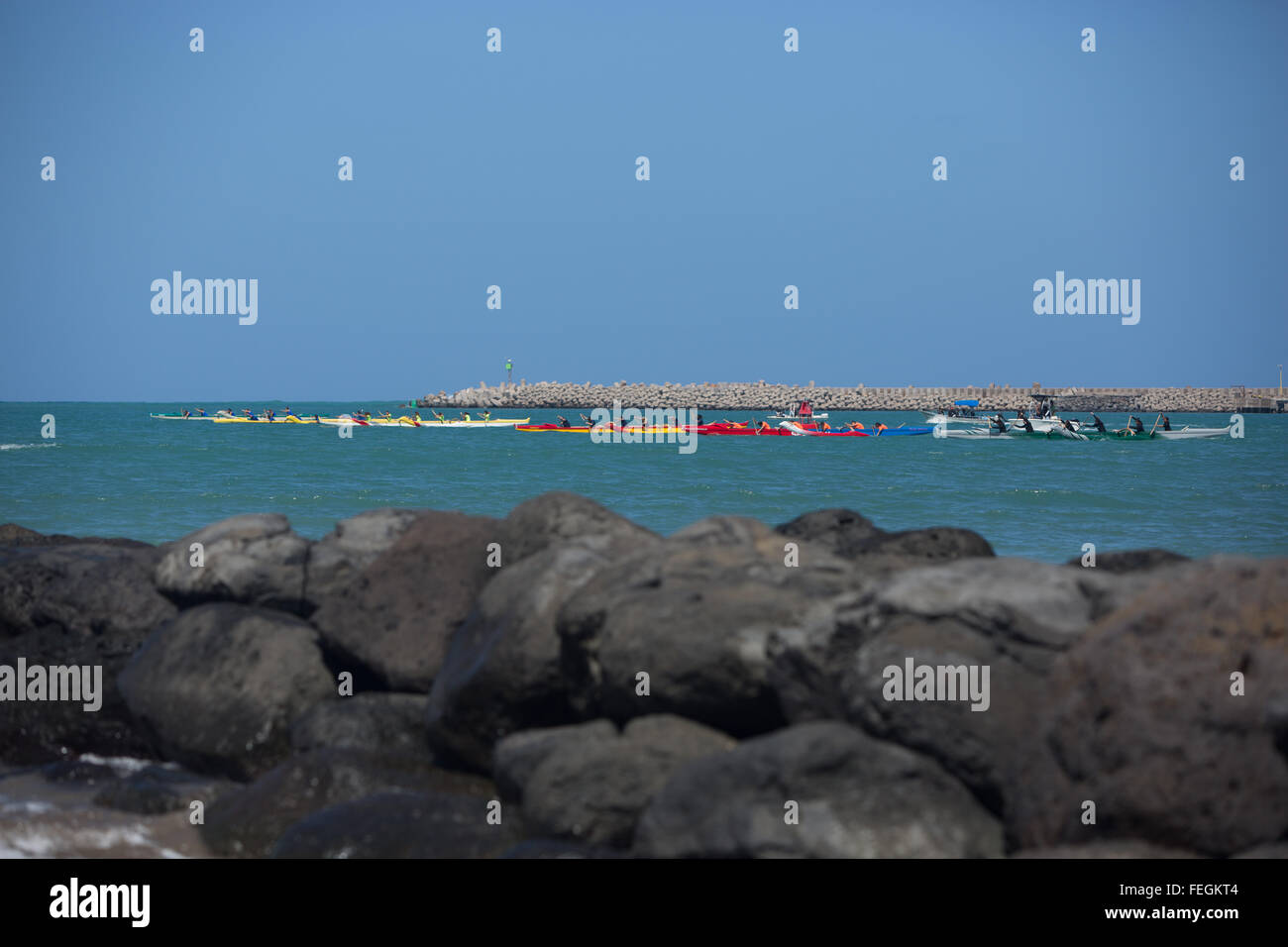 Rudern Wettbewerb auf der Insel Maui, Hawaii (USA) Stockfoto
