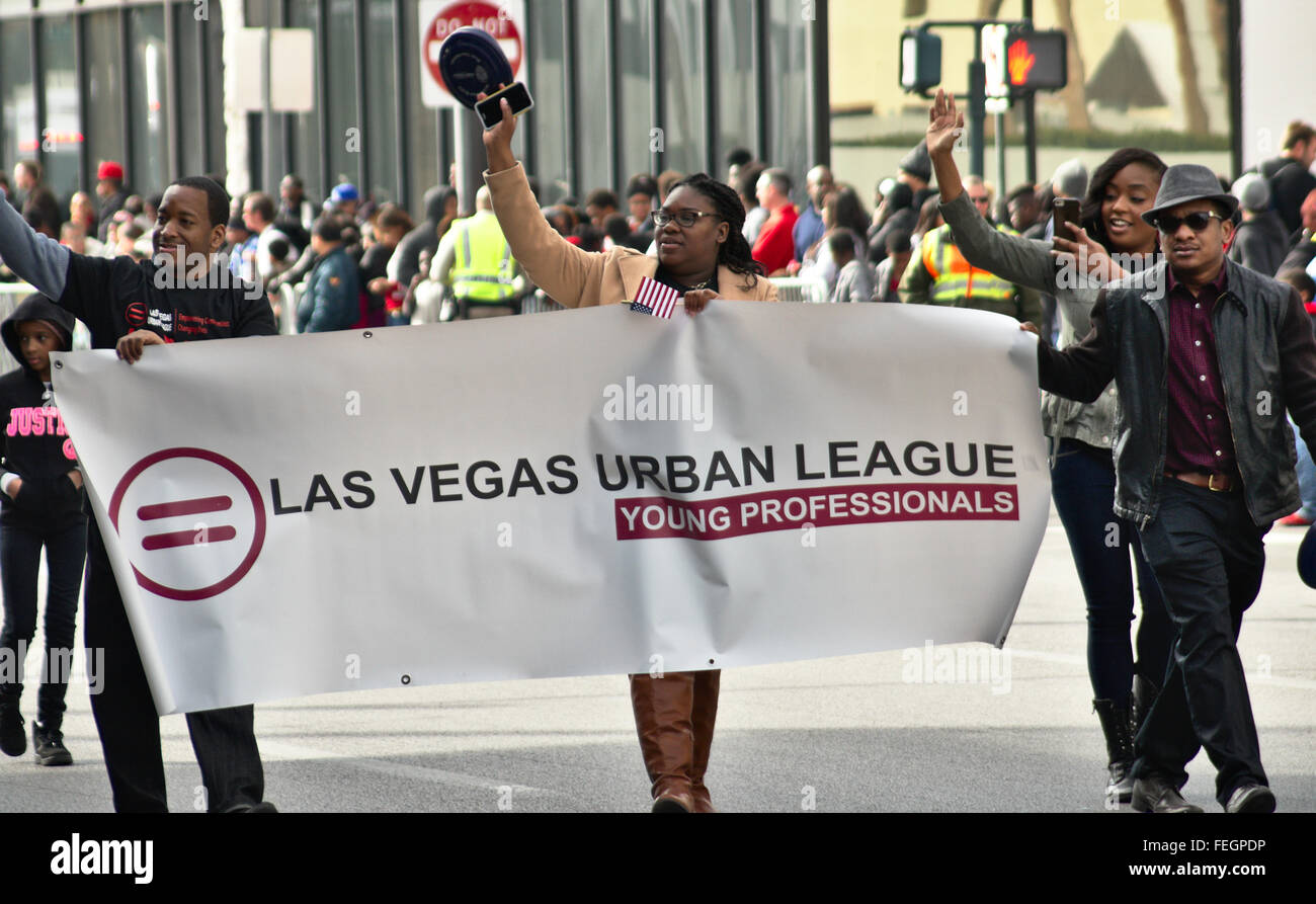 Las Vegas Urban League Young Professionals bei der 2016 Las Vegas Martin Luther King Jr. Parade. Stockfoto