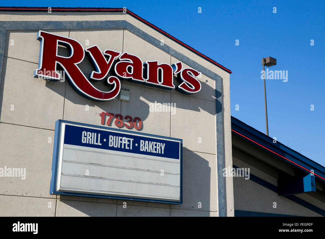 Ein Ryan Grill, Buffet und Bäckerei Restaurant, eine Tochtergesellschaft der Ovation Brands, Inc., Standort in Hagerstown, Maryland am Februar Stockfoto