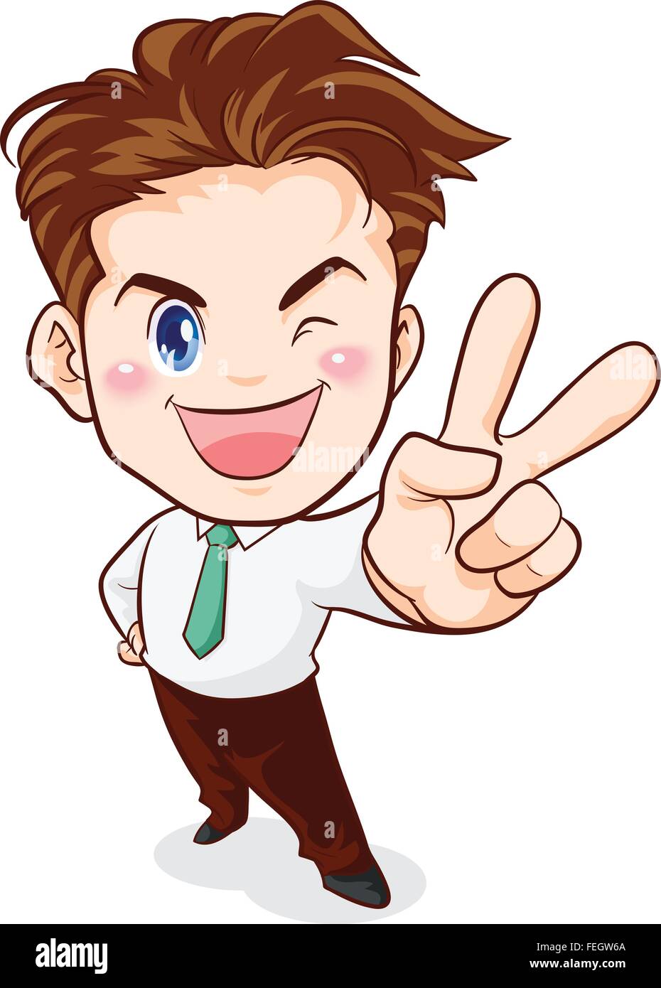 Cartoon Charakter. Geschäftsmann zeigen Erfolg. Geschäftsmann mit Erfolg Hand unterzeichnen. Büro mann Kapitulation Aktion ignorieren. Geschäftsmann erfolg Sieg Stock Vektor