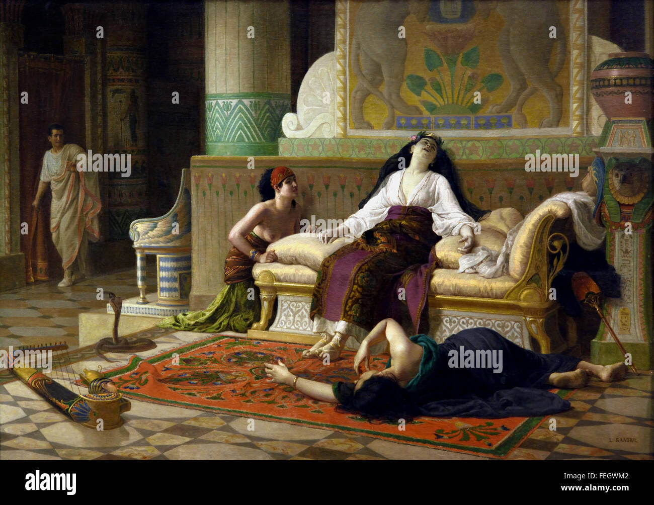 Der Tod der Cleopatra 1899 Louis Marie Baader 1828-1920 Frankreich Französisch (Cleopatra VII Philopator 69-30 BC bekannt einfach als Cleopatra, war der letzte aktive Pharao der ptolemäischen Ägypten) Stockfoto
