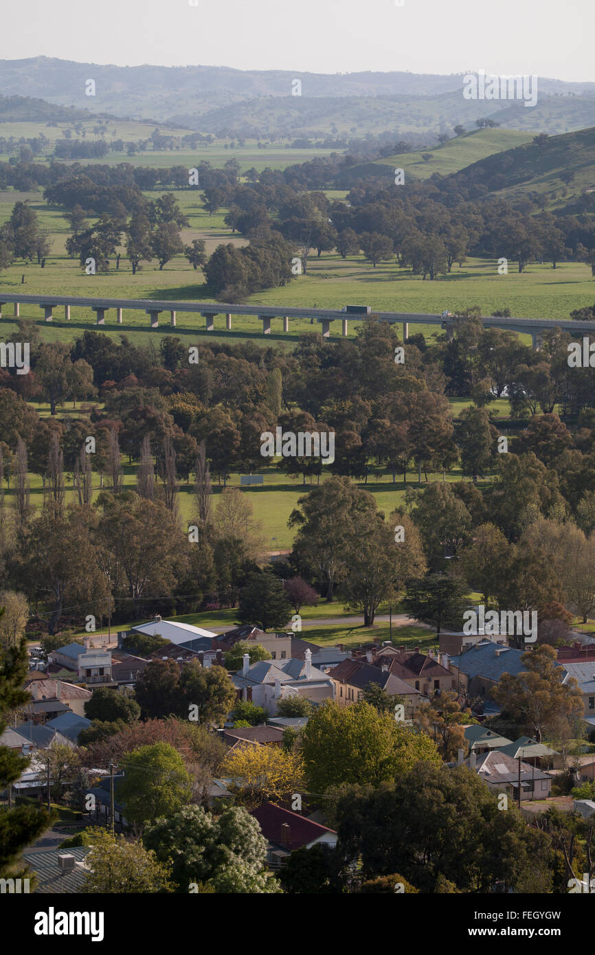 Die Sicht von Gundagai vom Aussichtspunkt Gundagai New South Wales Australien Stockfoto
