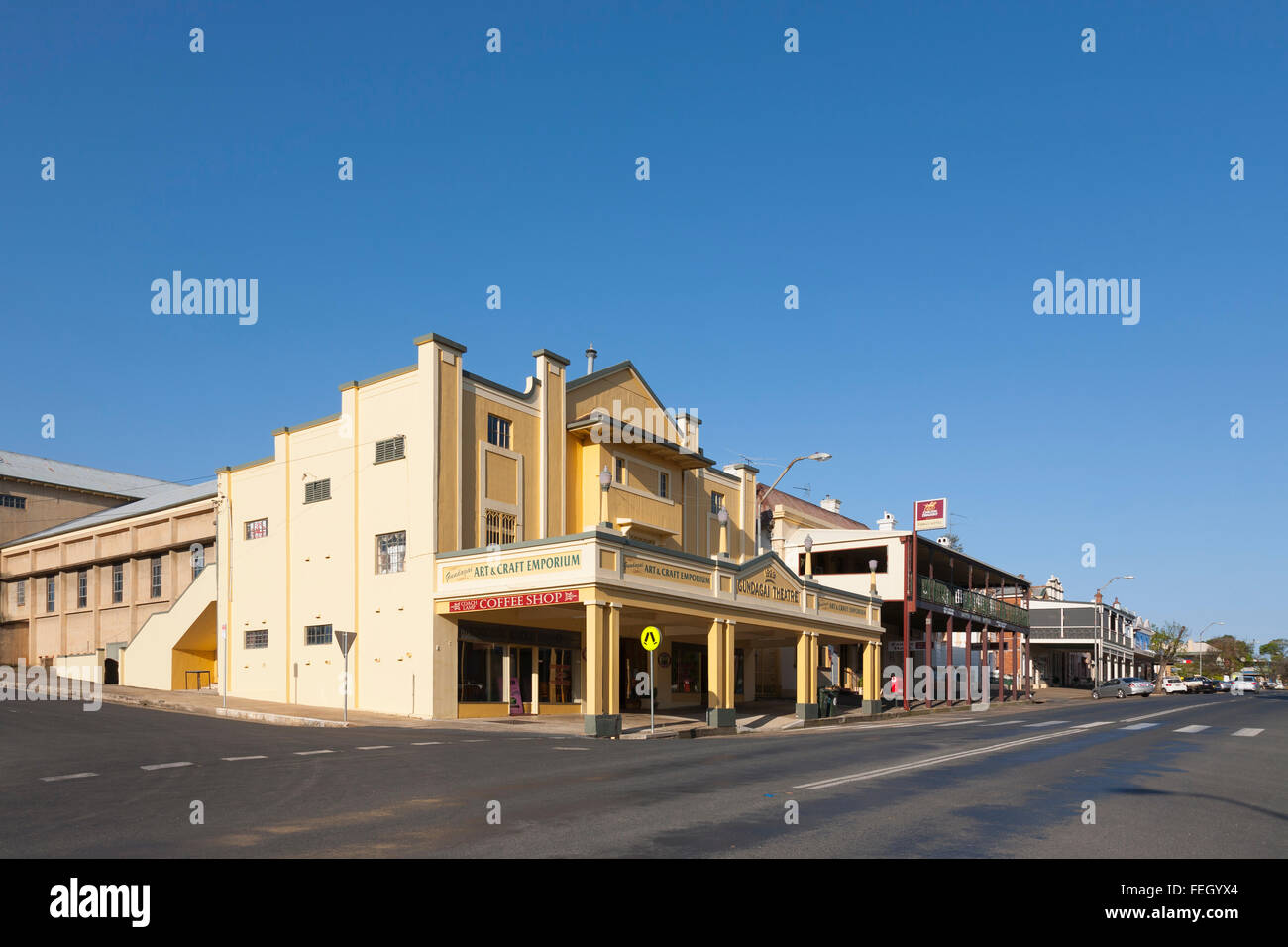 Das ehemalige Gundagai Theatergebäude jetzt ein Ladengeschäft Gundagai New South Wales Australien Stockfoto