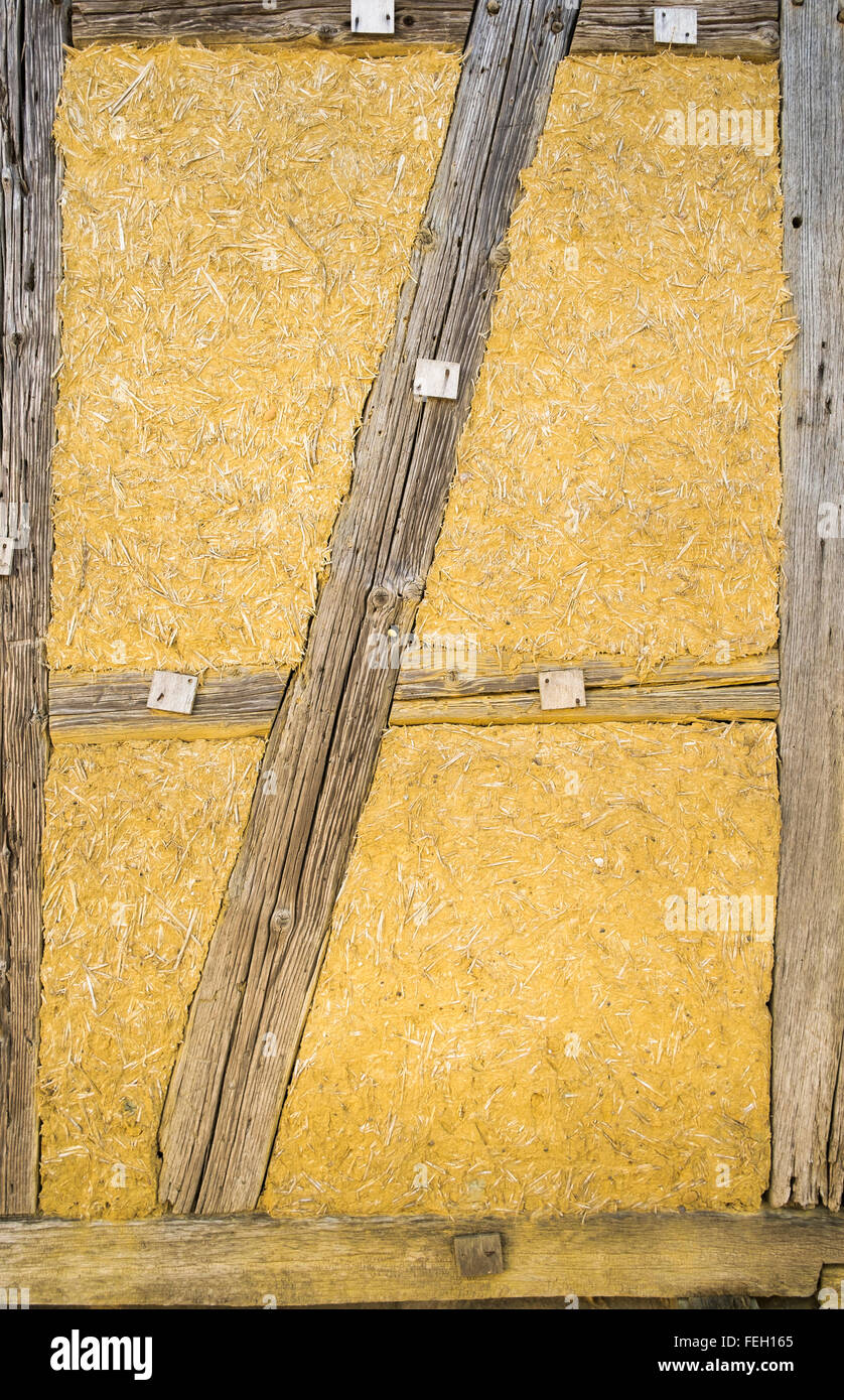 traditionelle Flechtwerk und Lehm Wand Stockfoto