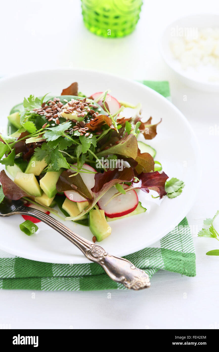 frischer Salat mit Radieschen, Essen Stockfoto