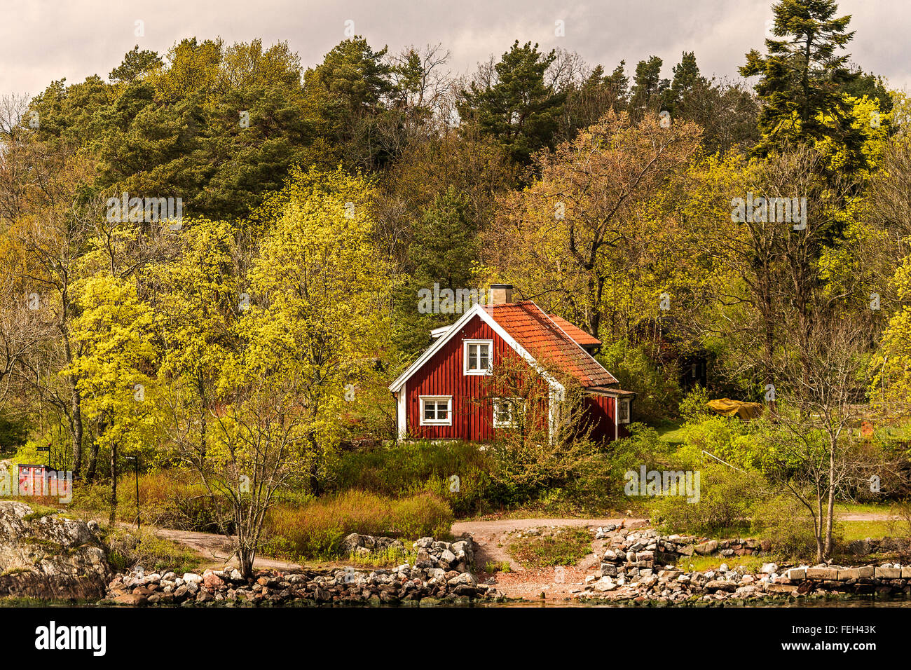 Haus In The Woodlands Stockholm Schweden Stockfoto