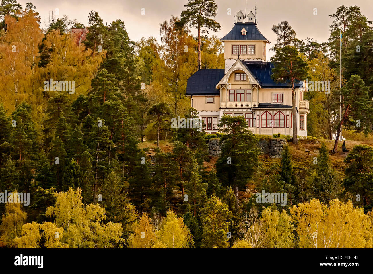 Haus In den Wäldern Stockholm Schweden Stockfoto
