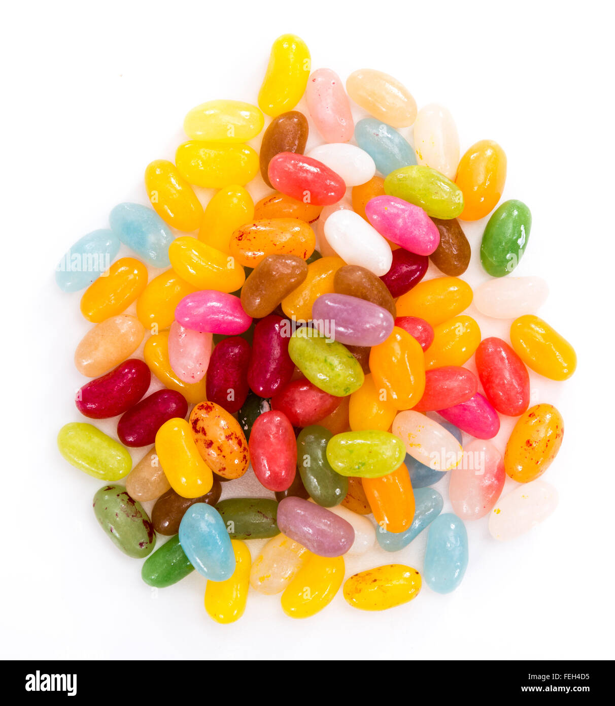 Haufen von Colorfull Jelly Beans (isoliert auf weißem Hintergrund) Stockfoto