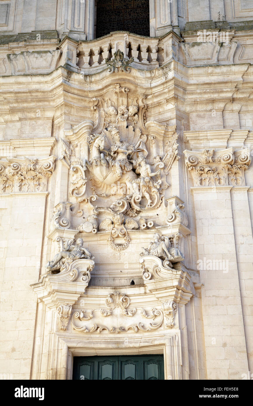 Einzelheiten über die Basilica di San Martino, Martina Franca, Taranto, Apulien, Italien Stockfoto