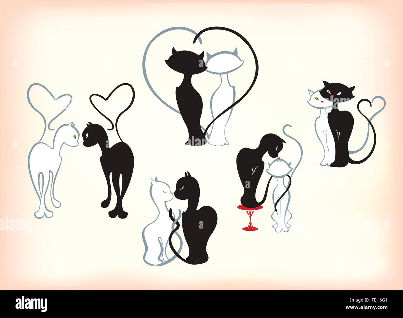 Satz von Valentinstag verliebte Katzen. EPS10 Vektor-illustration Stock Vektor