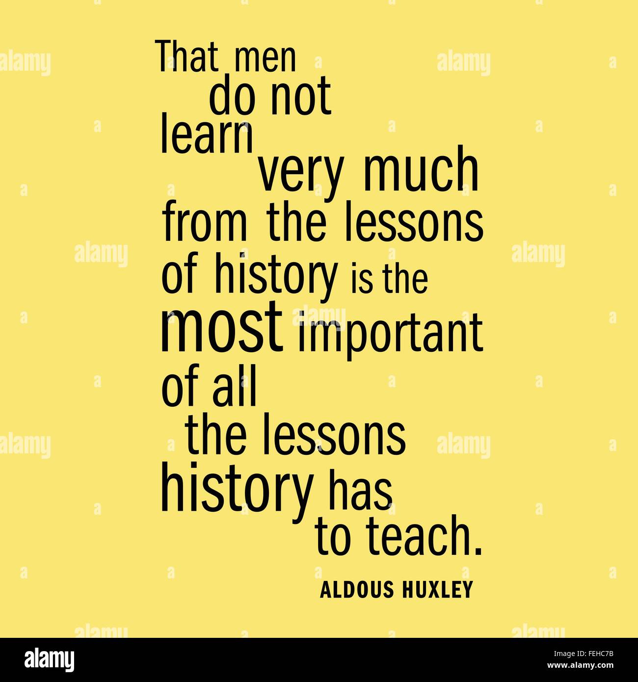 ", Dass Männer nicht sehr stark von den Lehren aus der Geschichte lernen ist die wichtigste aller Lektionen, die Geschichte hat um uns zu lehren." Stock Vektor
