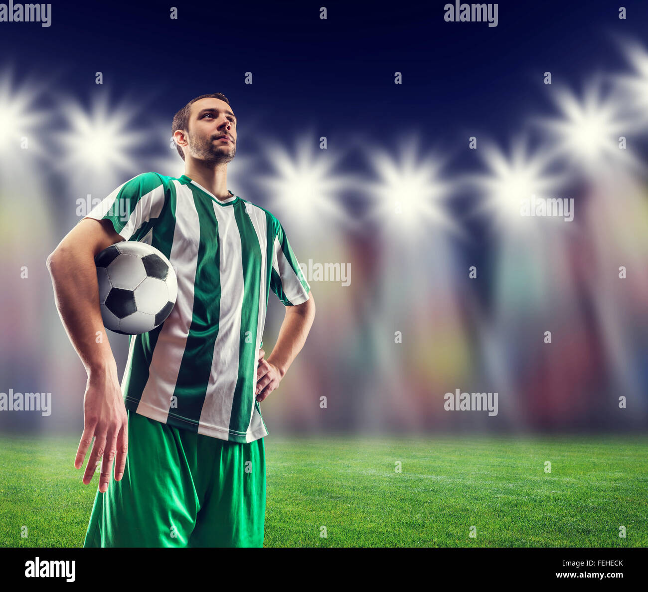 Fußball-Spieler mit ball Stockfoto