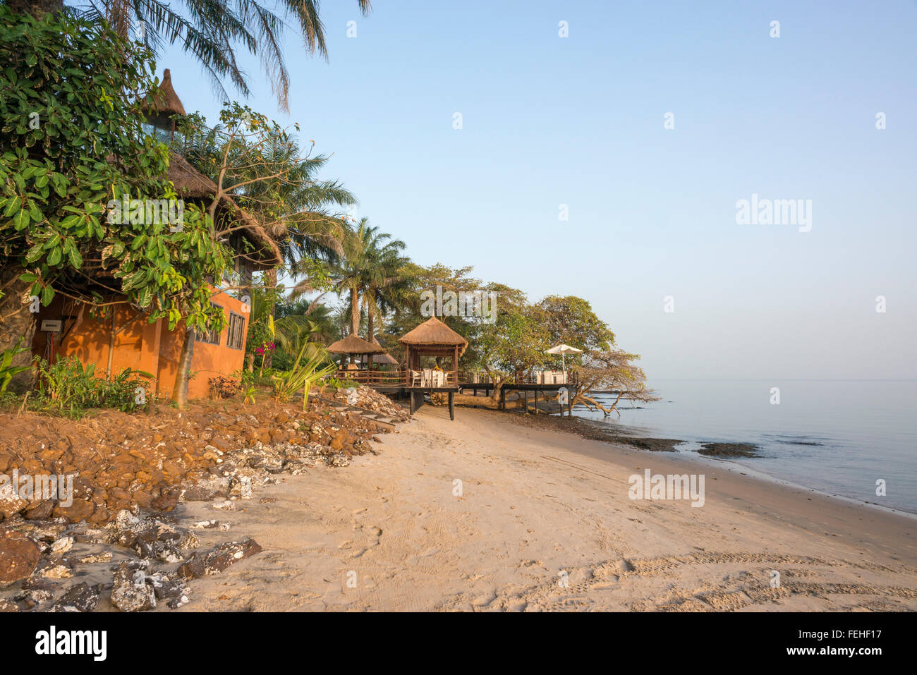 Ponta Anchaca Ferienort auf der Insel Rubané, Bijagos Inseln, Guinea Bissau Stockfoto