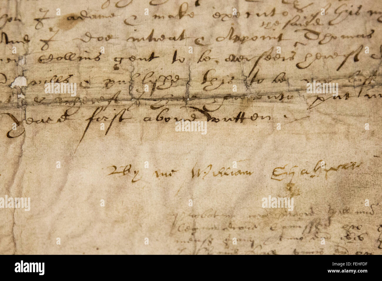London Uk 2 Februar 2016 Im Bild Shakespeares Unterschrift