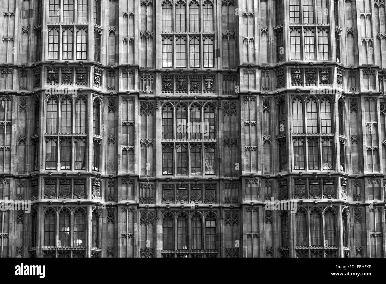 Die Häuser des Parlaments City of Westminster, London England, schwarz und weiß Stockfoto