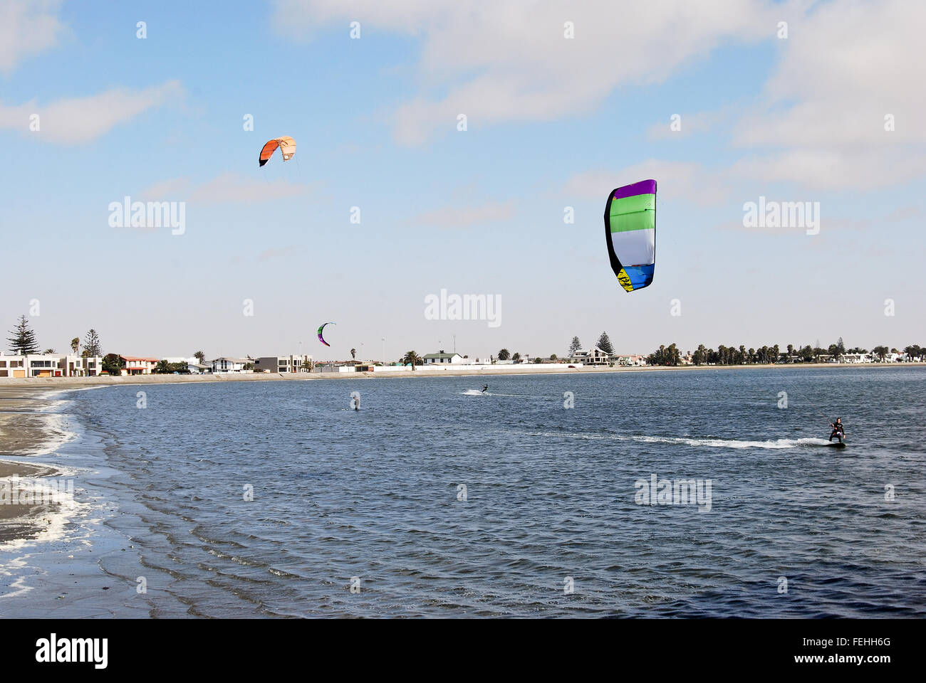 Strand in Walvis Bay in der Nähe von Swakopmund, Namibia Afrika Stockfoto