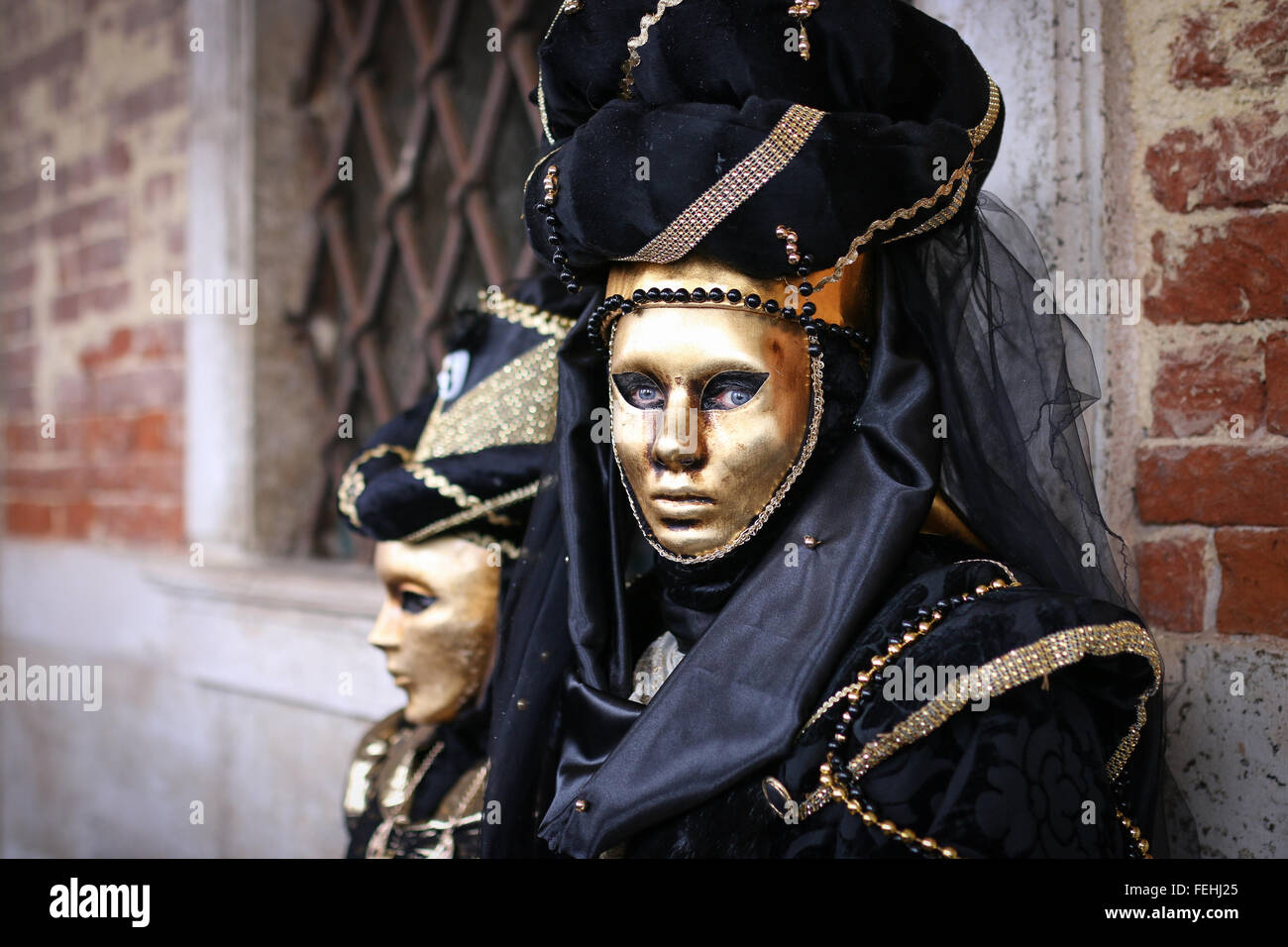 Zeichen des venezianischen Karnevals. Stockfoto