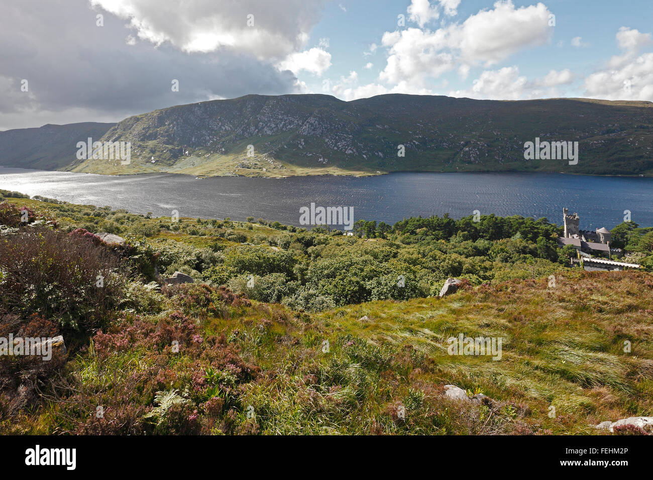 Glenveagh Castle am Lough Beagh in der Glenveagh National Park in Irland Stockfoto