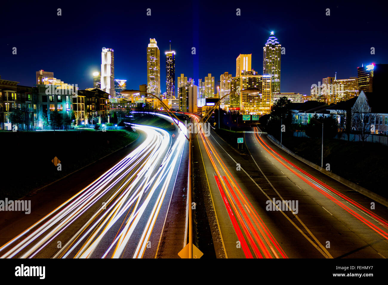 Zeitraffer von Atlanta Verkehr Stockfoto