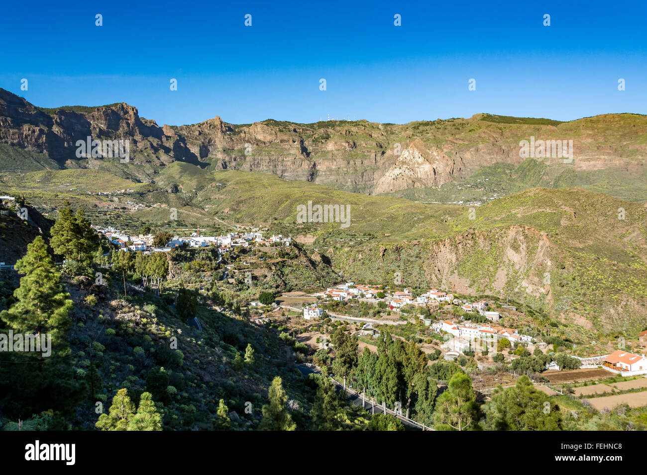 Spektakulären Panoramablick von Fataga-Tal auf Gran Canaria (Gran Canaria), Spanien Stockfoto