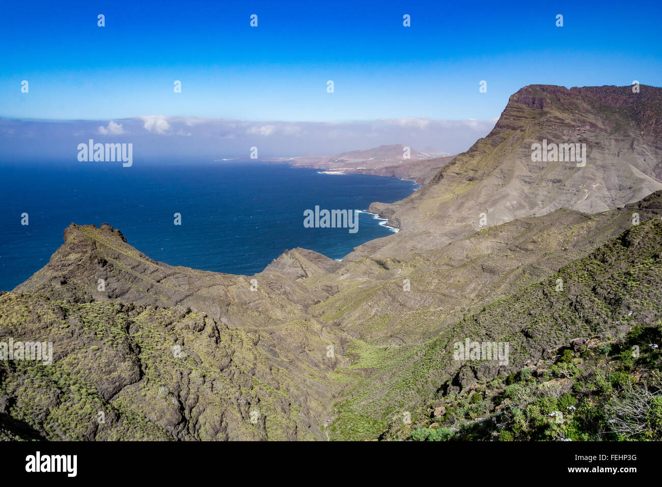 Schöner Panoramablick auf Gran Canaria (Gran Canaria) Küste Landschaft, Spanien Stockfoto