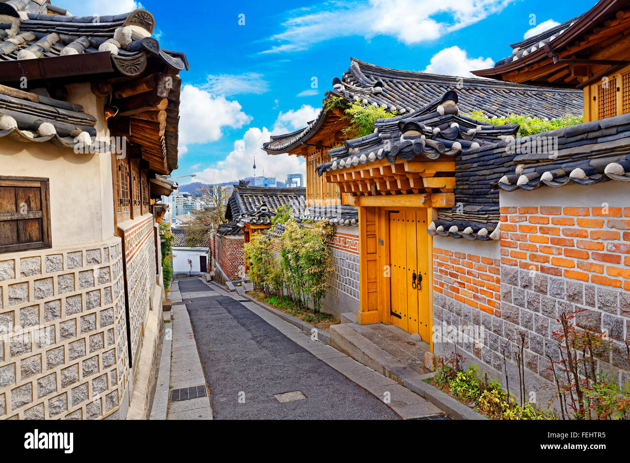 Bukchon Hanok Altstadt in Seoul, Südkorea Stockfoto